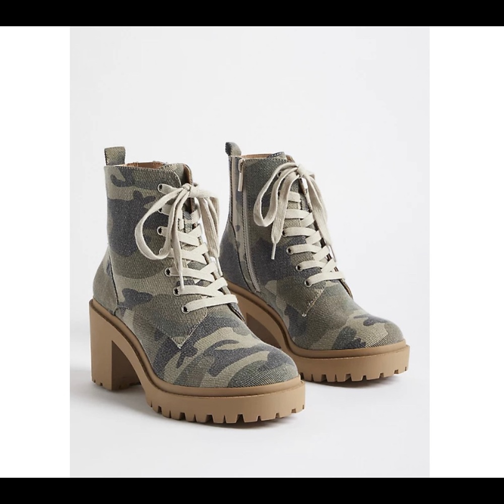 Torrid Camo lace up hiker bootie wide